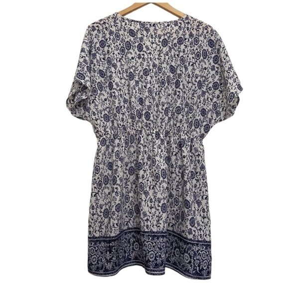 MARIO Serrani blue white midi dress bohemian lightweight floral pattern medium - Picture 2 of 11